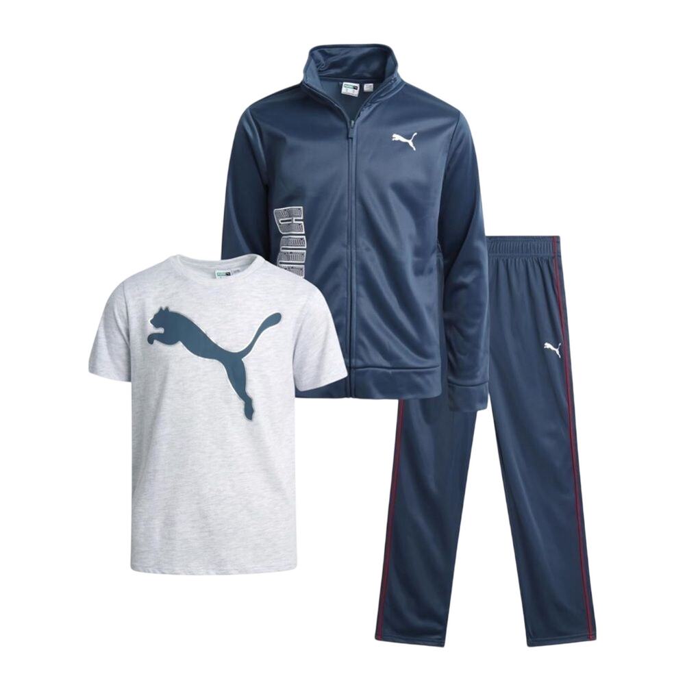 PUMA Boys' Set - 3 Piece Athletic T-Shirt, Zip Up Jacket, Jogger Pants Set 4T